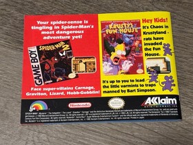 Spider-Man Return of Sinister Six Manual de instrucciones Folleto solo Nintendo Nes