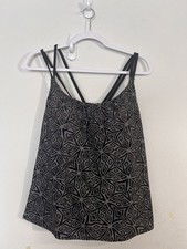 Merona Tankini Swim Top XL Black Padded Swimming Suit Top