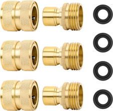 Brass Full Flow Garden Hose Quick Release Connect Adaptor Fitting, Full Port