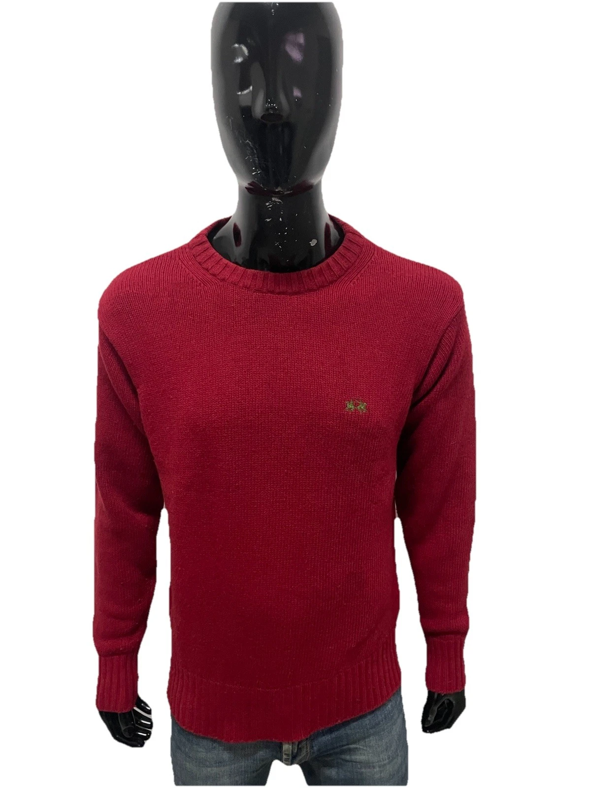 LA MARTINA Men's Wool Sweater Red Made in Italy Crew Neck Size M