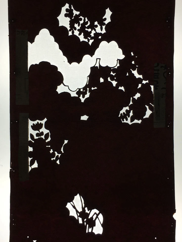 Antigua plantilla kimono de papel japonés katagami patrón de jardín catazoma C864 Foto 3 de 4