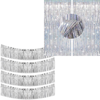 G2PLUS 2 Silber Lametta Vorhang & 4 Silber Fransen Girlande