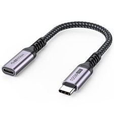 USB C Extension Cable 6 inch Short, Full-Function Extender 0.5 Feet, Grey