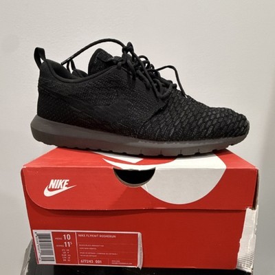 Nike Flyknit Rosherun Midnight Fog Black 677243-001 Men s 2014 Size 10