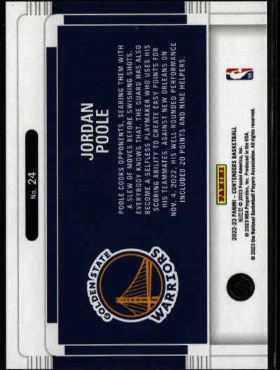 2022-23 Panini Contenders #24 Jordan Poole Suite Shots M908 - Image 2 of 2