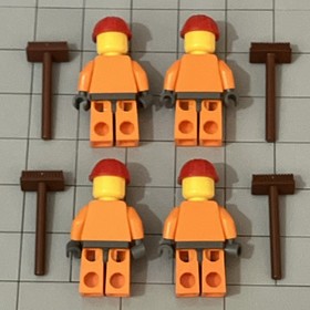 LEGO Minifigure Lot Of 4 Set 7746-1 Single-Drum Roller City E6 27