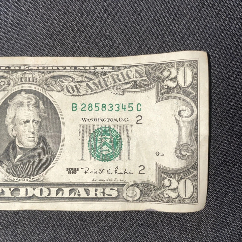 1995 Series $20 Dollar Bill Bank note Old Type US Federal Reserve Small Head NY - Image 2 of 4