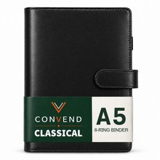 Refillable Binder Cover with 6 Ring, Black A5/A6