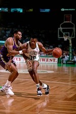 Reggie Lewis Boston Celtics drives v Jeff Malone Utah Jazz played - Old Photo