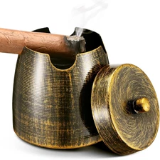 Cigar Ashtray with Lid for Outdoors, Cigar Holder Ash Tray Outdoors