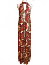 Vintage Style Paisley Halter Neck Maxi Dress Size Small