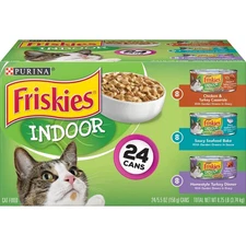 Purina Friskies Indoor Wet Cat Food Variety Pack, 5.5 Oz Cans (24 Pack)
