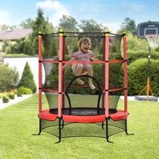 5.3FT Kids Trampoline with Safety Enclosure for 3-10 Years, Red