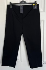 BNWT M&S Ladies Black Slim High Rise Cropped Elasticated Back Trousers Size 16R