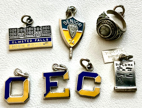 Vintage Olmsted Falls Ohio High School Enamel Sterling Silver Class Charms