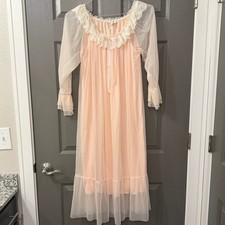 Pink Sheer Lace Nightgown Large Coquette Cottagecore Romantic Sleepwear L