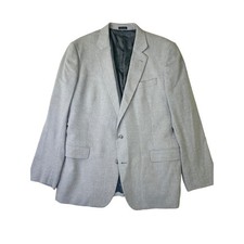 Stafford Grey Plain Weave Two Button Blazer 48L Sport Coat Jacket Classic Fit