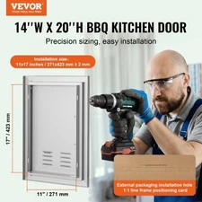VEVOR BBQ Access Door, 14W x 20H Inch Single Outdoor Kitchen Door, Stainless Ste