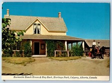 1960 Calgary Alberta Canada Postcard Burnside Ranch House Hay Rack Heritage Park