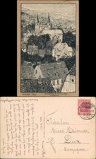 Gernrode-Quedlinburg Stiftskirche St. Cyriaci von Osten, Künstlerkarte 1910