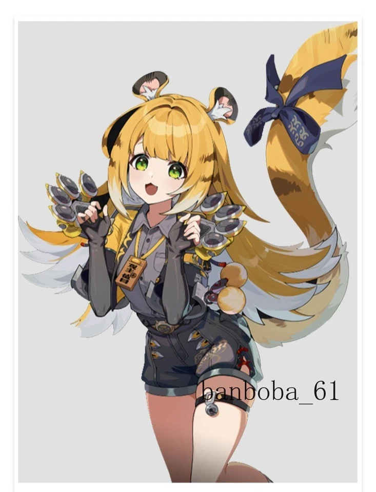 ZZZ Zenless Zone Zero Ju Fufu Orejas Cola Amarillo Peludo Juegos con disfraces Accesorios Juguete Foto 2 de 4