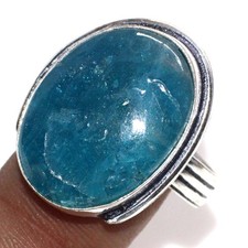 925 Silver Plated Blue Apatite Ethnic Ring Jewelry Size US 10 GW