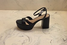 New Stuart Weitzman 'Miami' Platform Sandal Black Leather Womens 11 B MSRP 525
