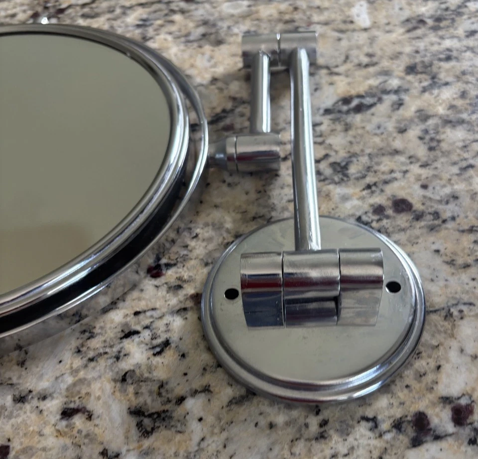 Wall Mounted Makeup Mirror, 5X 1X Double Sided Magnifying Chrome-no Lights - Image 2 of 4