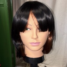 Straight Black Bob w/honey Synthetic Wig  Adj...
