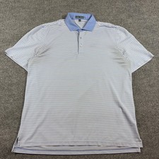 Southern Point Co Shirt Men's L Blue White Striped Performance Polo Preppy