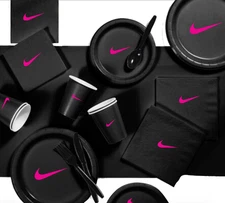 Custom Sw00sh Party, Birthday Party Dinnerware Set of 60 total pieces-Black