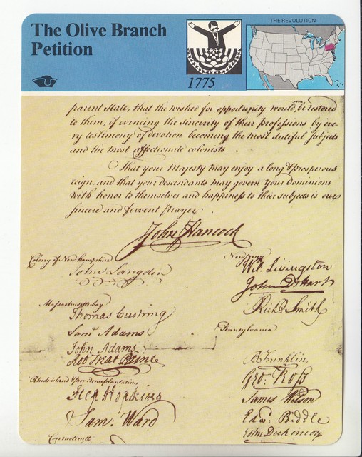 THE OLIVE BRANCH PETITION 1775 King Rejects Colonists STORY OF