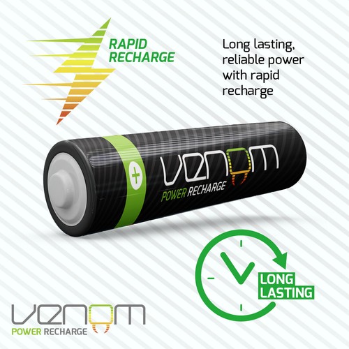 Venom Rechargeable AAA Batteries - High Capacity 800mAh 1.2V NiMH - Pack of 24 - Picture 2 of 11