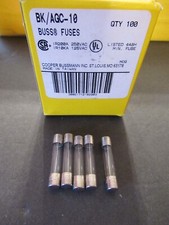 Five 5 Bussmann AGC-10 Fuses 10A 250V AGC10 BK/AGC-10 Buss NOS