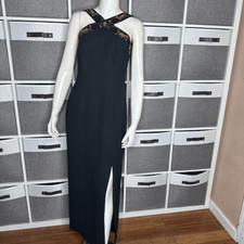 Rimini Vintage Black Beaded Cross Straps Gown Size 4