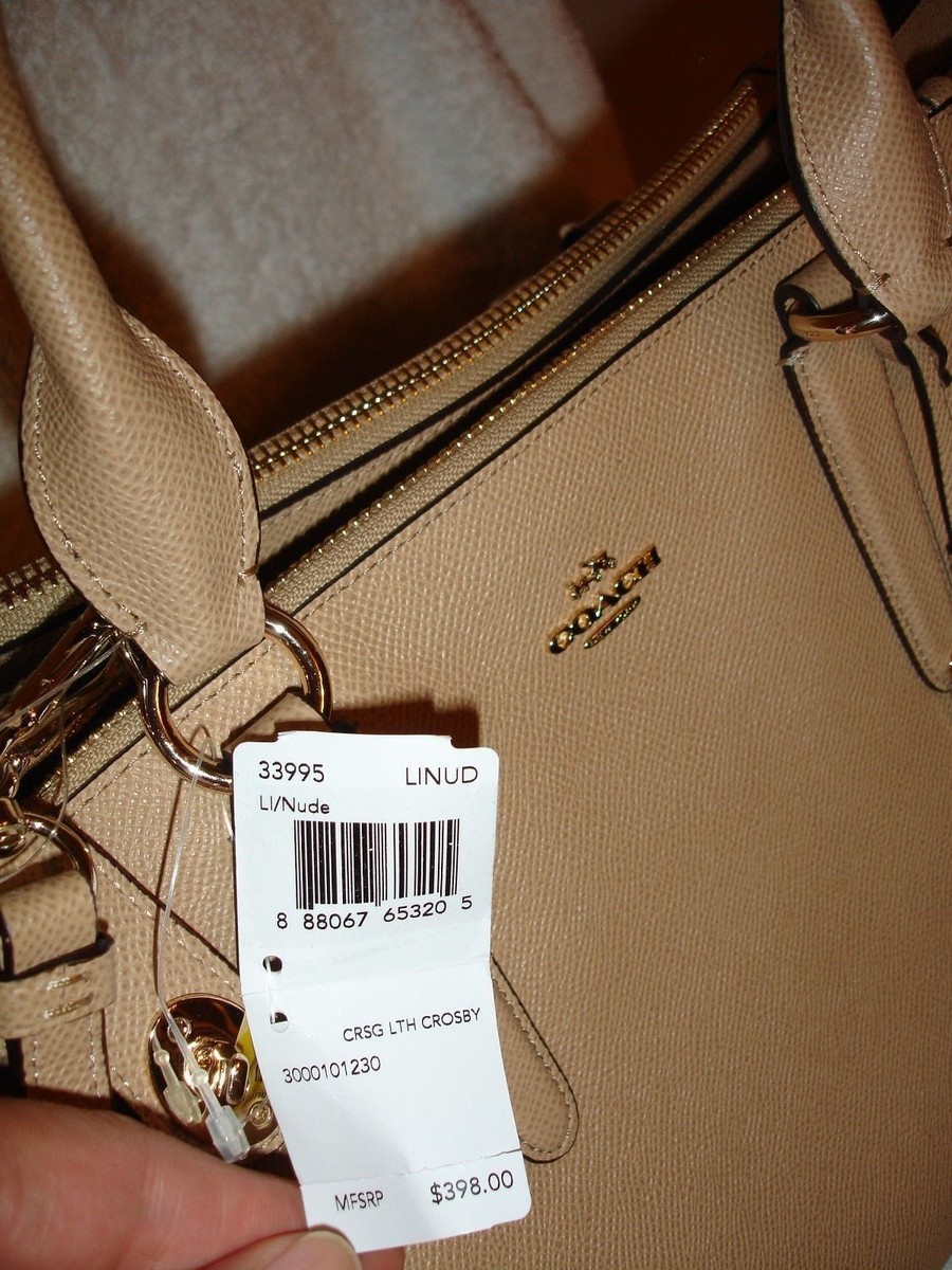 coach(ショルダー) NWT COACH 33995 CROSBY CARRYALL IN CROSSGRAIN LEATHER nude satchel