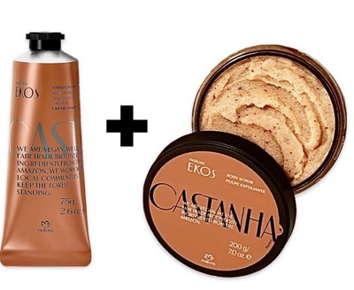  Natura Ekos  SET  Castanha  Body Scrub & Hand Cream   Rich In Omega 6 & 9