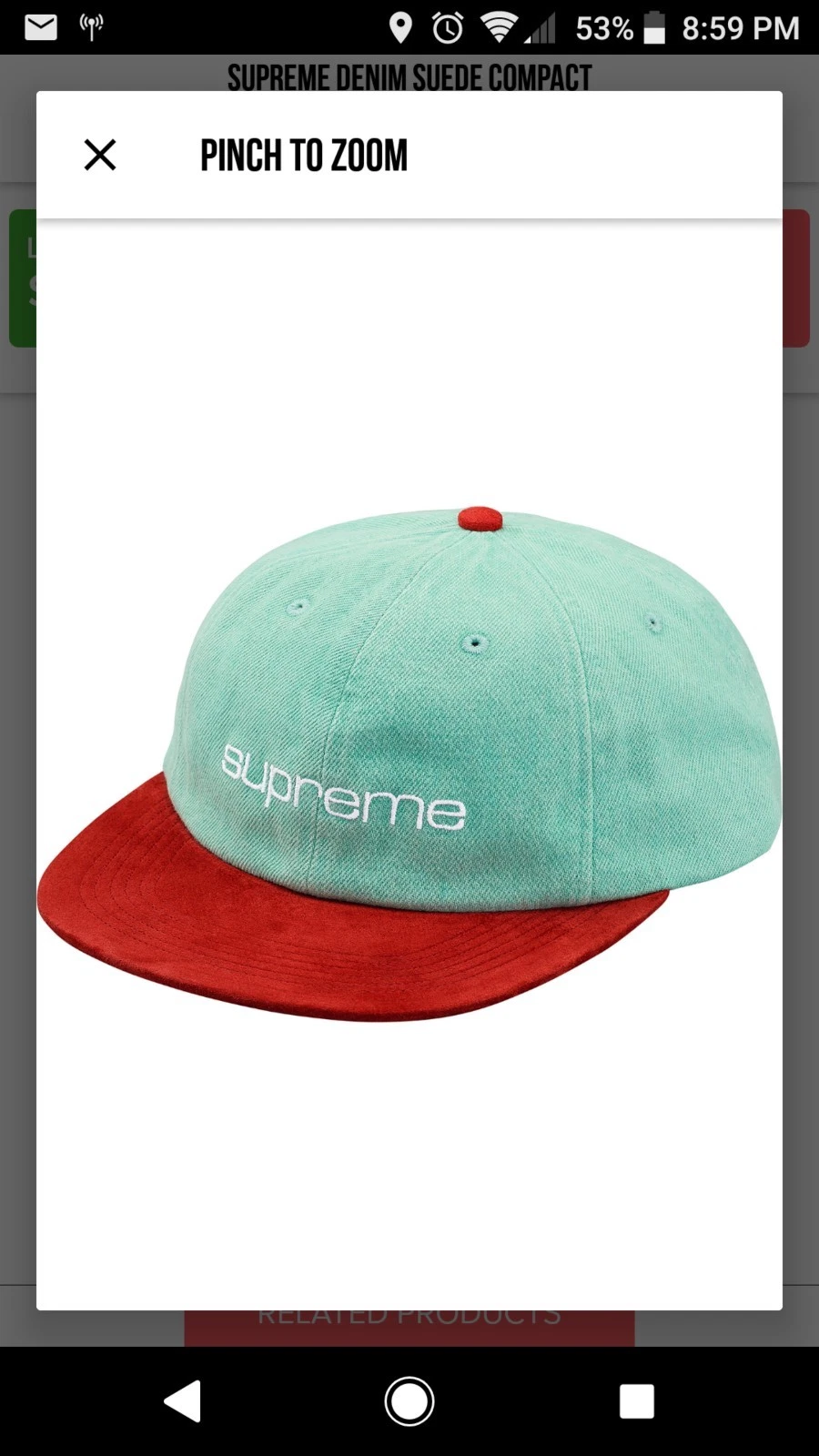 Casquette logo compact en daim denim suprême