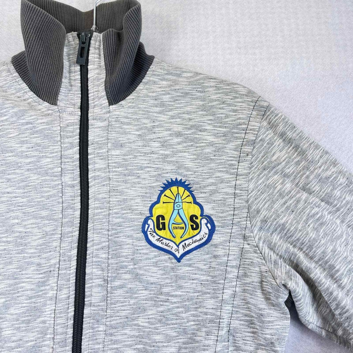 Vintage EDC By ESPRIT Mens Jacket Medium Gray Gas Station Mechanic Heavy  Zip Y2K