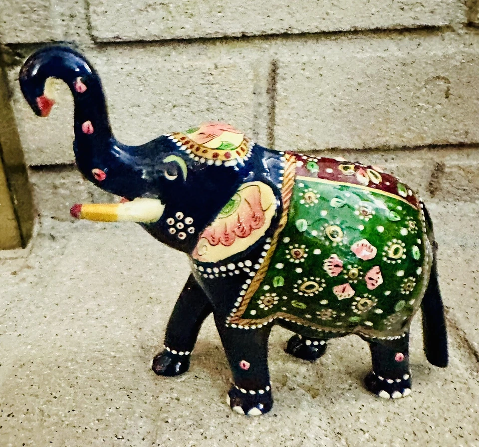 Керамическая скульптура слона ручной работы Meenakari живопись искусство домашний декор - Изображение 4 из 4