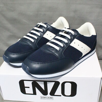ENZO big kids boys slip on navy/white flats EMILLIANO casual shoes size 4 New