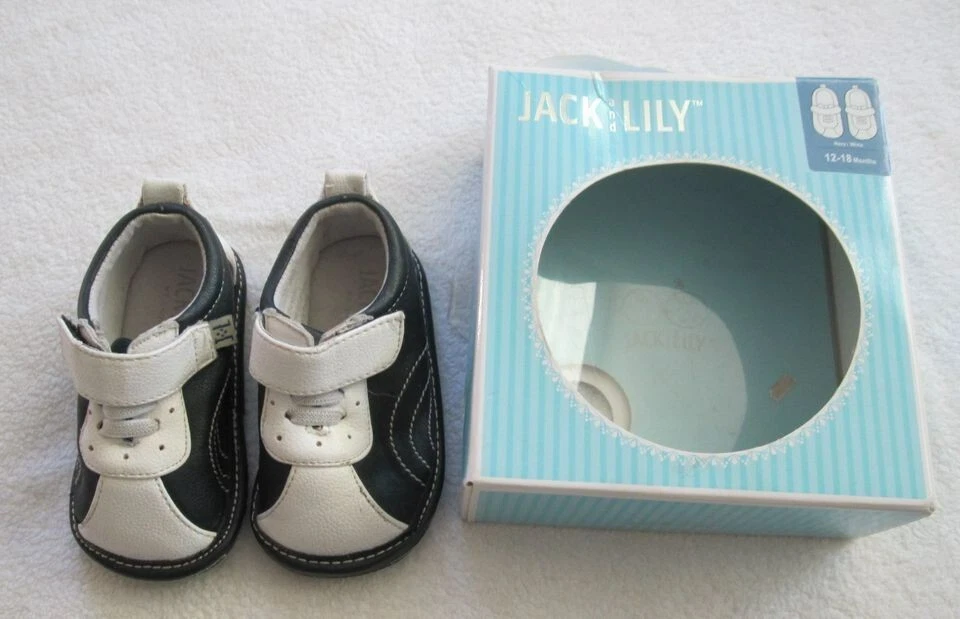 Jack & Lily Soft Soled Baby Boy Shoes Navy White Size 12-18 months - Image 2 of 4
