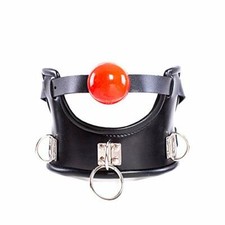 Bondage Knebel Leder Halsband Korsett Halskorsett Harness SM Silikonkugel
