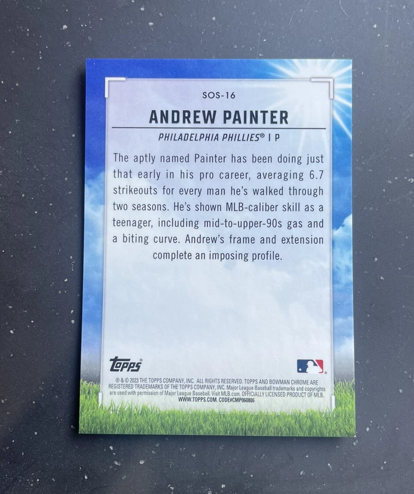2023 Bowman Chrome Andrew Painter Sights on September Refractor 55/199 #SOS-16 - Image 2 of 2