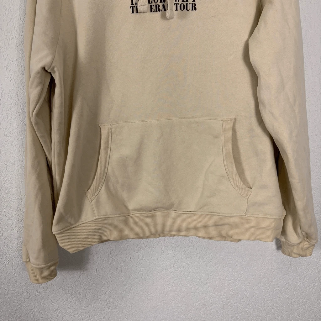 OFF WHITE Felpa Pullover Taylor Swift The Eras Tour Crema con Cappuccio in Pile Taglia Media