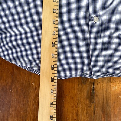 画像の２点 Mizzen + Main Shirt Mens Medium White Blue Check Button Up Stretch
