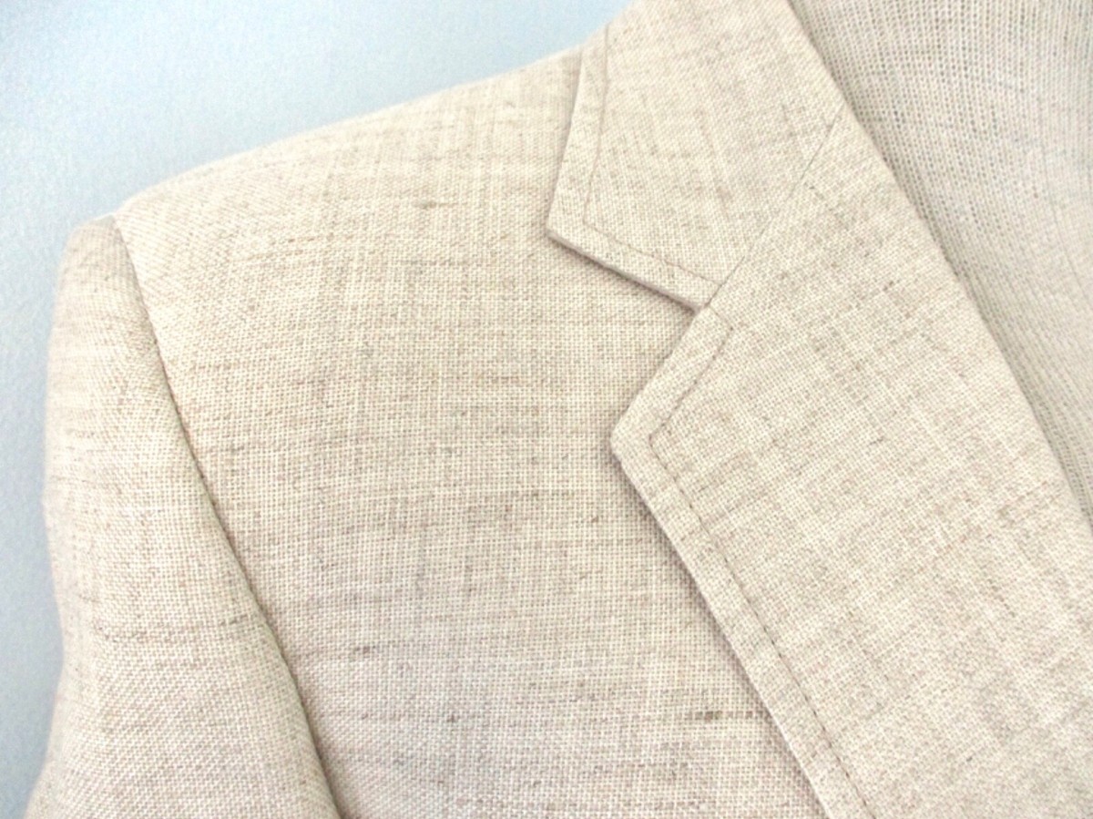 Vtg 70s Variegated Beige Ecru Linen? Golf Beach Boating