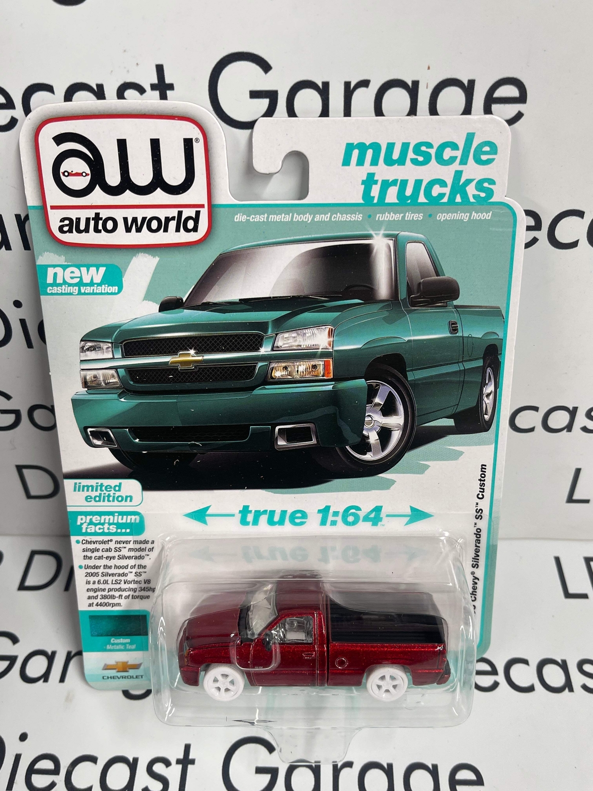 Ultra Red Chase 2005 Chevy Silverado SS Teal 1:64 Diecast Muscle Truck