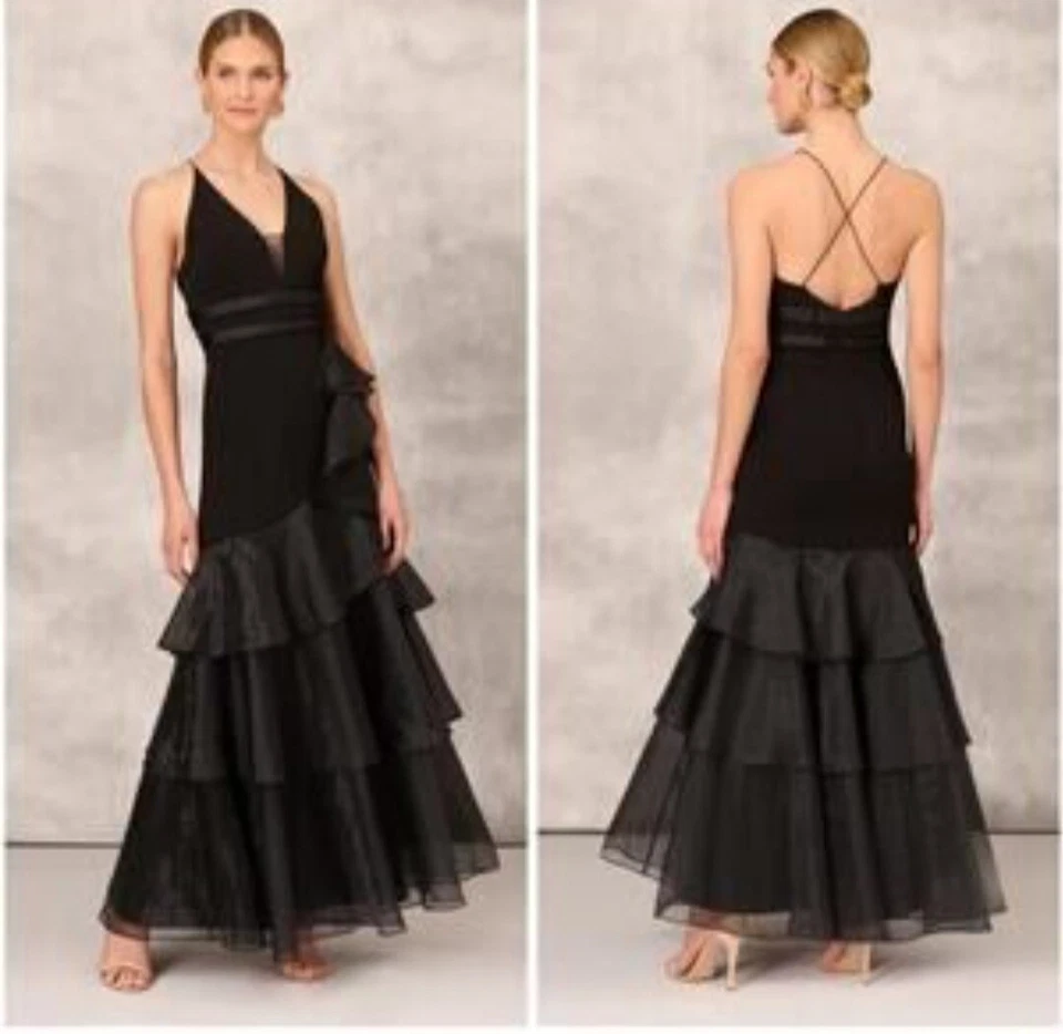 Aidan mattox Sleeveless Tiered Chiffon gown cocktail And Prom dress size 8 - Image 3 of 4