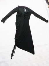 BNWT ...  Boo Hoo   ... size 10   ..... BLACK SILKY JERSEY long sleeve  DRESS   